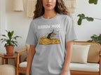 Gray t-shirt with "BURROW MODE" text and a cartoon badger digging.