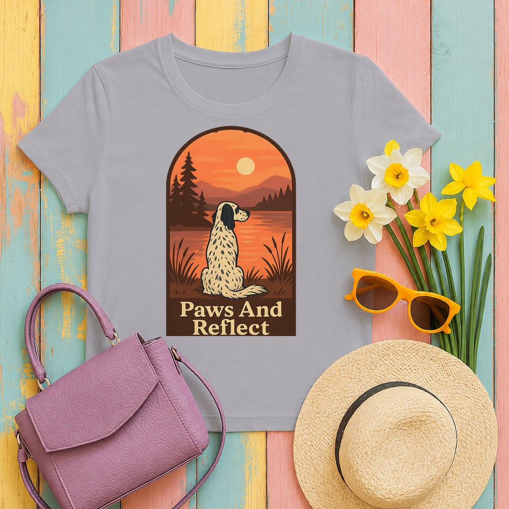 English Setter Paws and Reflect Tee in Athletic Heather