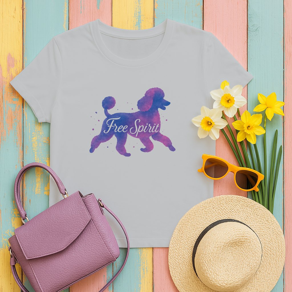 Free Spirit Colorful Poodle T Shirt Graphic Design product type