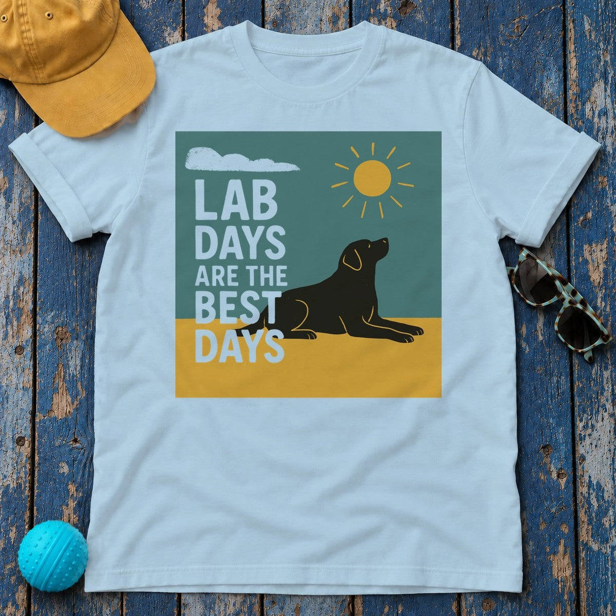 Black Lab Days T-Shirt in Light Blue