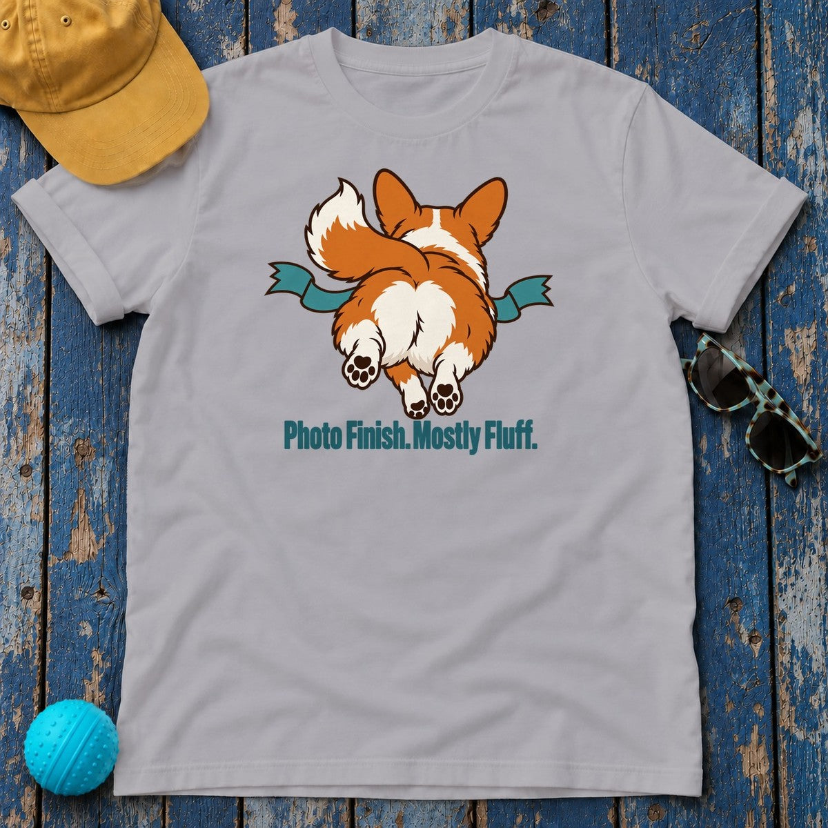 Photo Finish Mostly Fluff Corgi T-Shirt — Athletic Heather