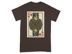 Brown t-shirt with King of Hearts playing card featuring a dog.