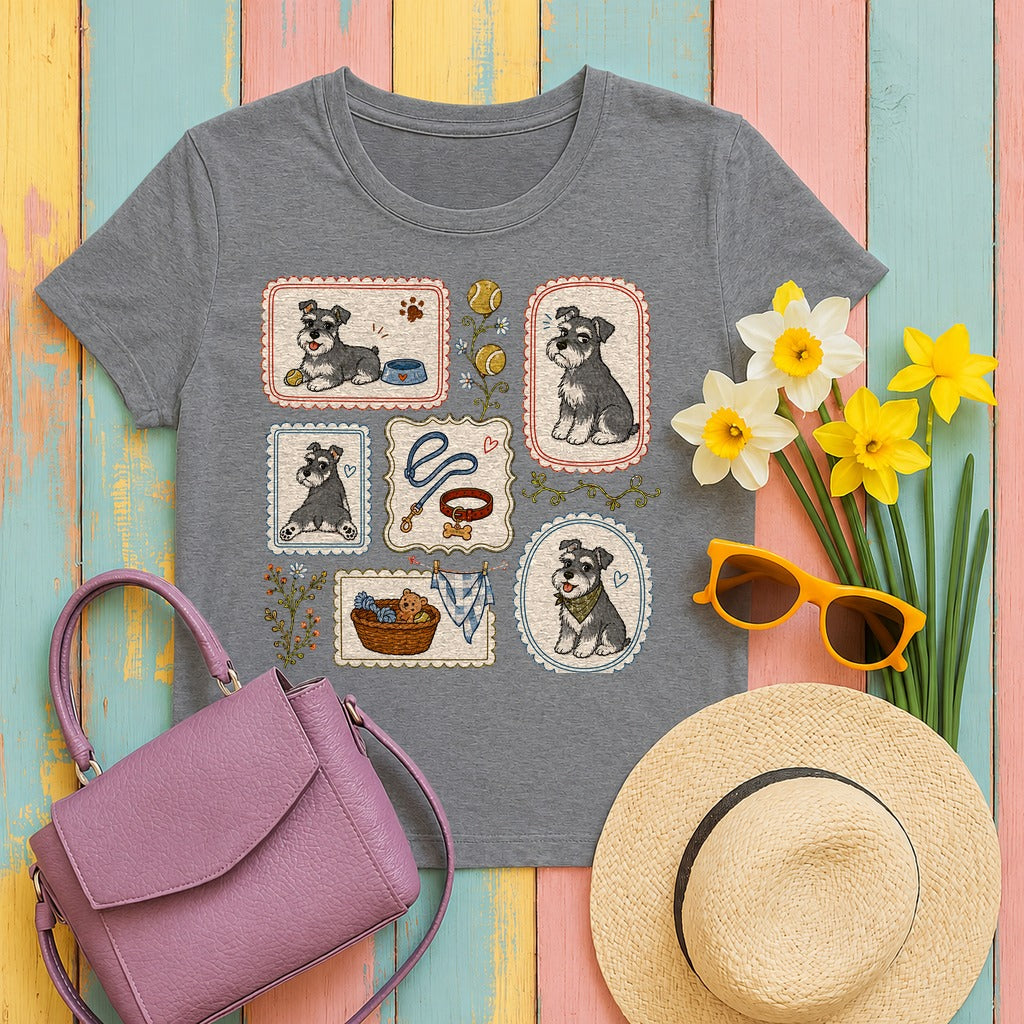 Schnauzer Serenade Art T-Shirt in Graphite Heather