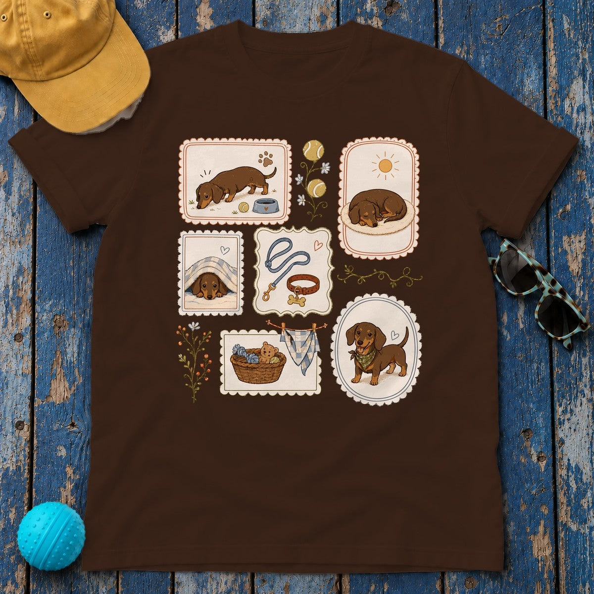 Sweet Dachshund Moments T-Shirt in Dark Chocolate