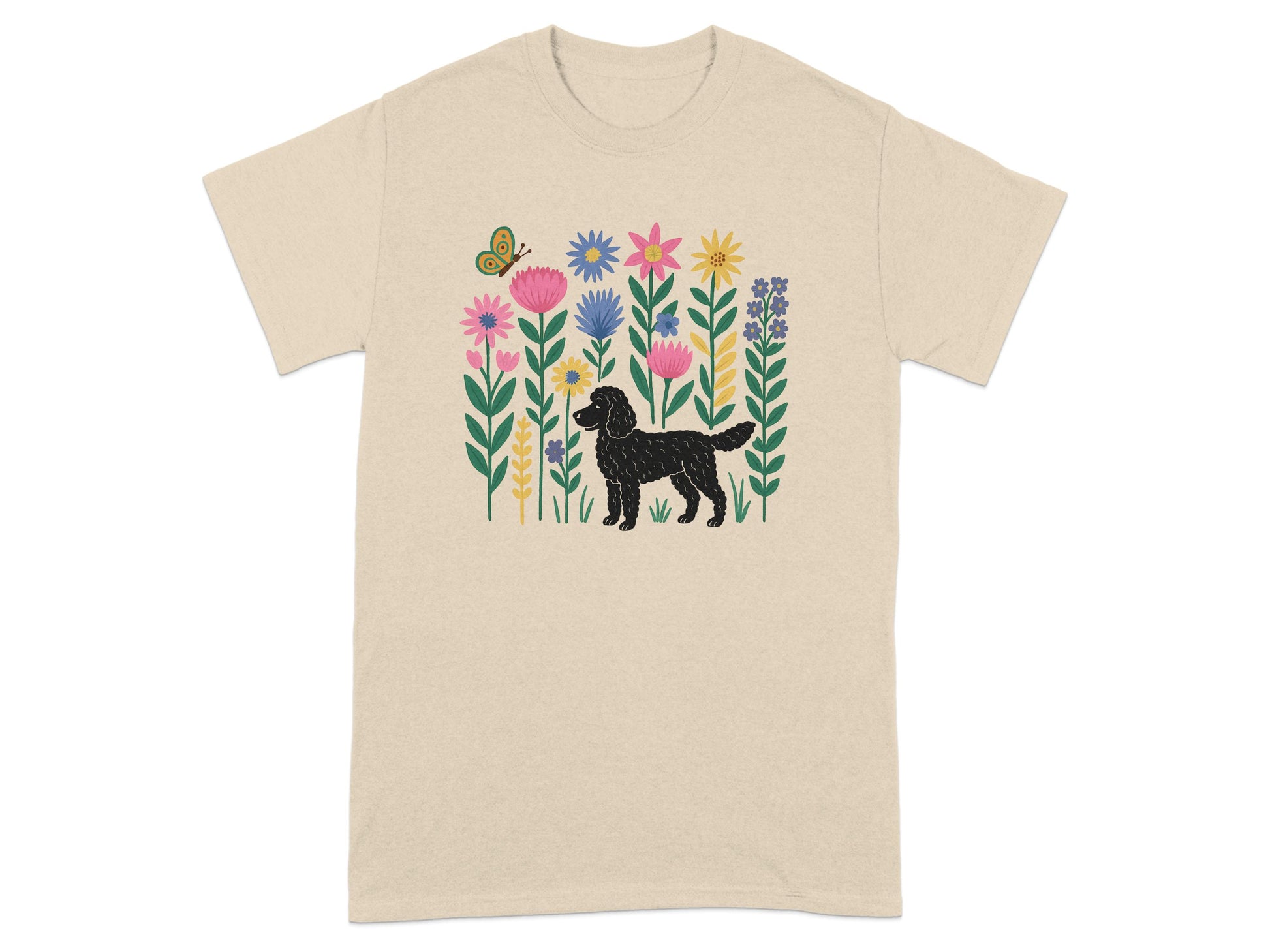 Colorful Floral Dog Garden Design T-Shirt Product