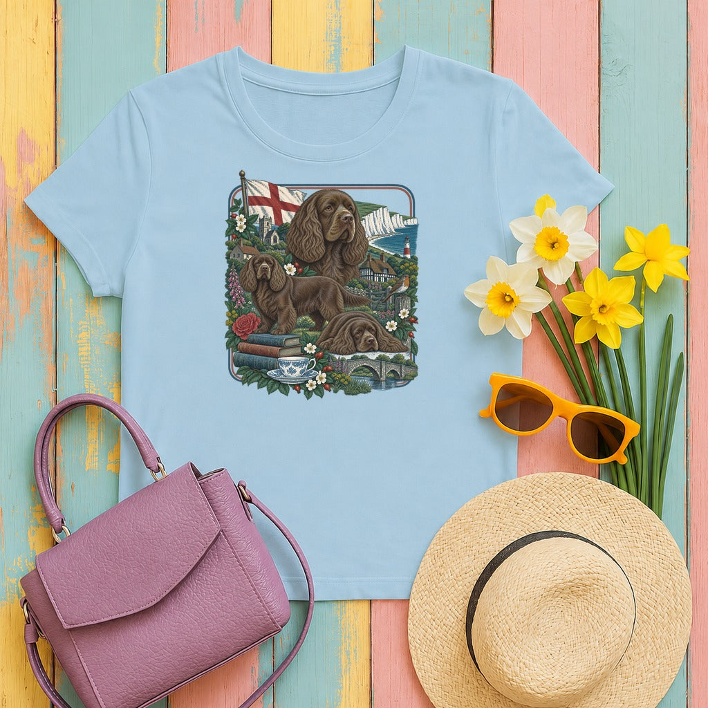 Sussex Spaniel England Heritage tee, Light Blue