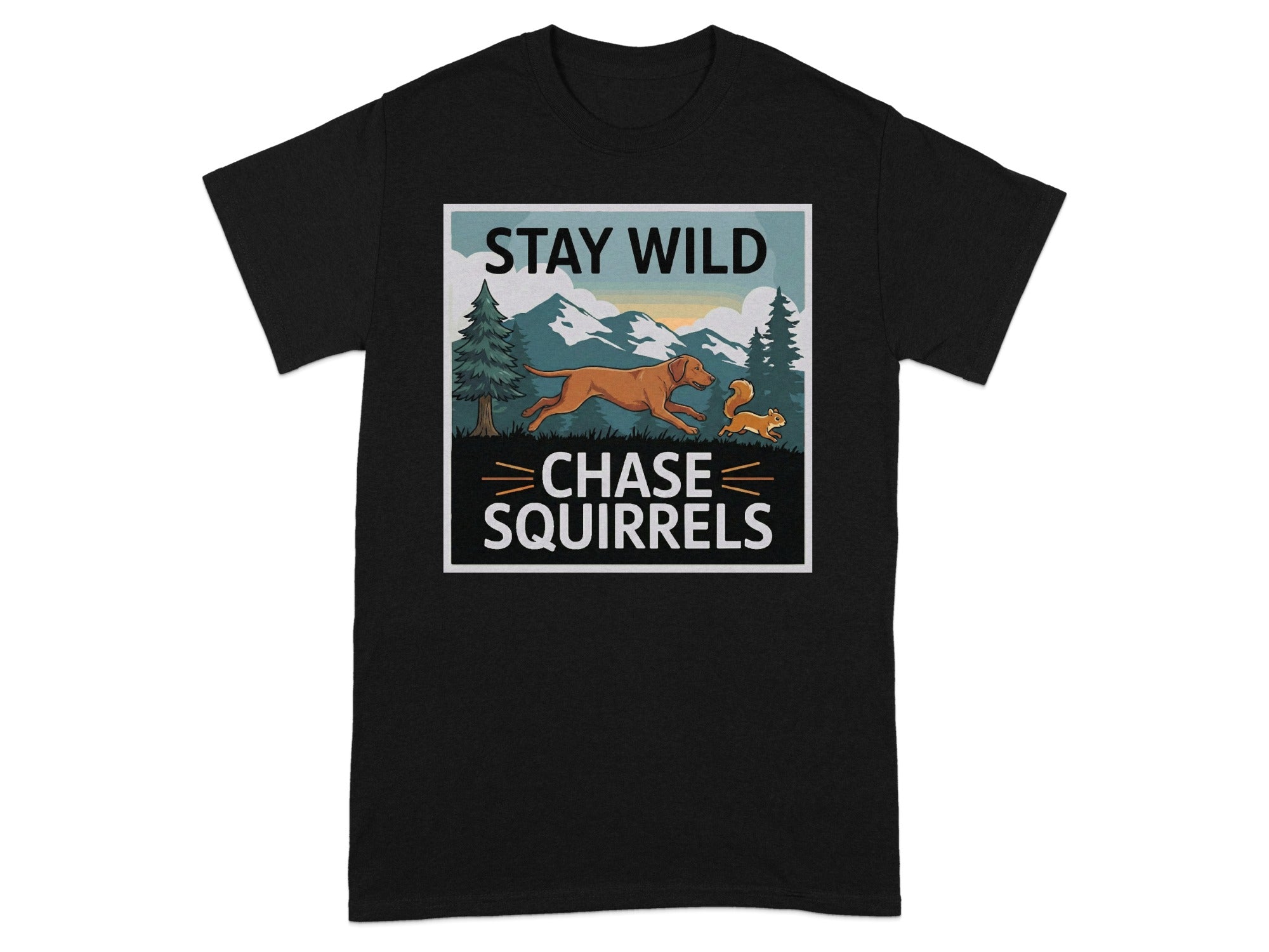 Stay Wild Chase Squirrels Graphic T-Shirt
