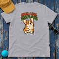 Small Legs Big Plans Corgi T-Shirt in Athletic Heather - flat lay