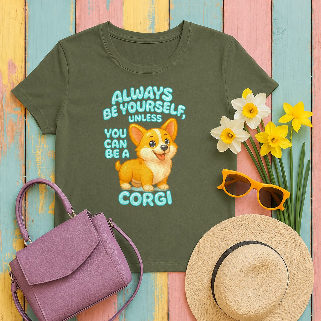 Unless You Can Be A Corgi T-Shirt in Military Green