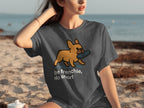 Funny Cartoon Frenchie Beach Snort Graphic T-Shirt