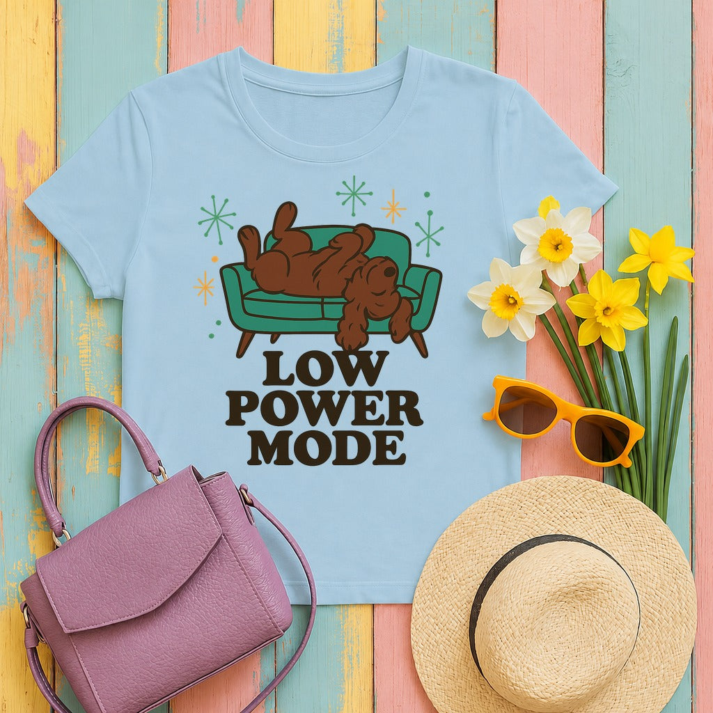 Boykin Spaniel Low Power Mode T-shirt in Light Blue