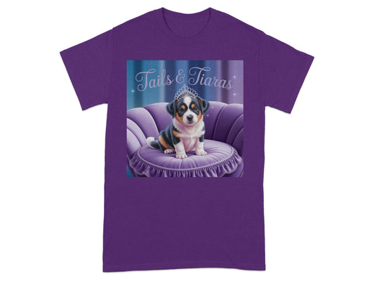 Tails and Tiaras Purple Dog Graphic T-Shirt product type