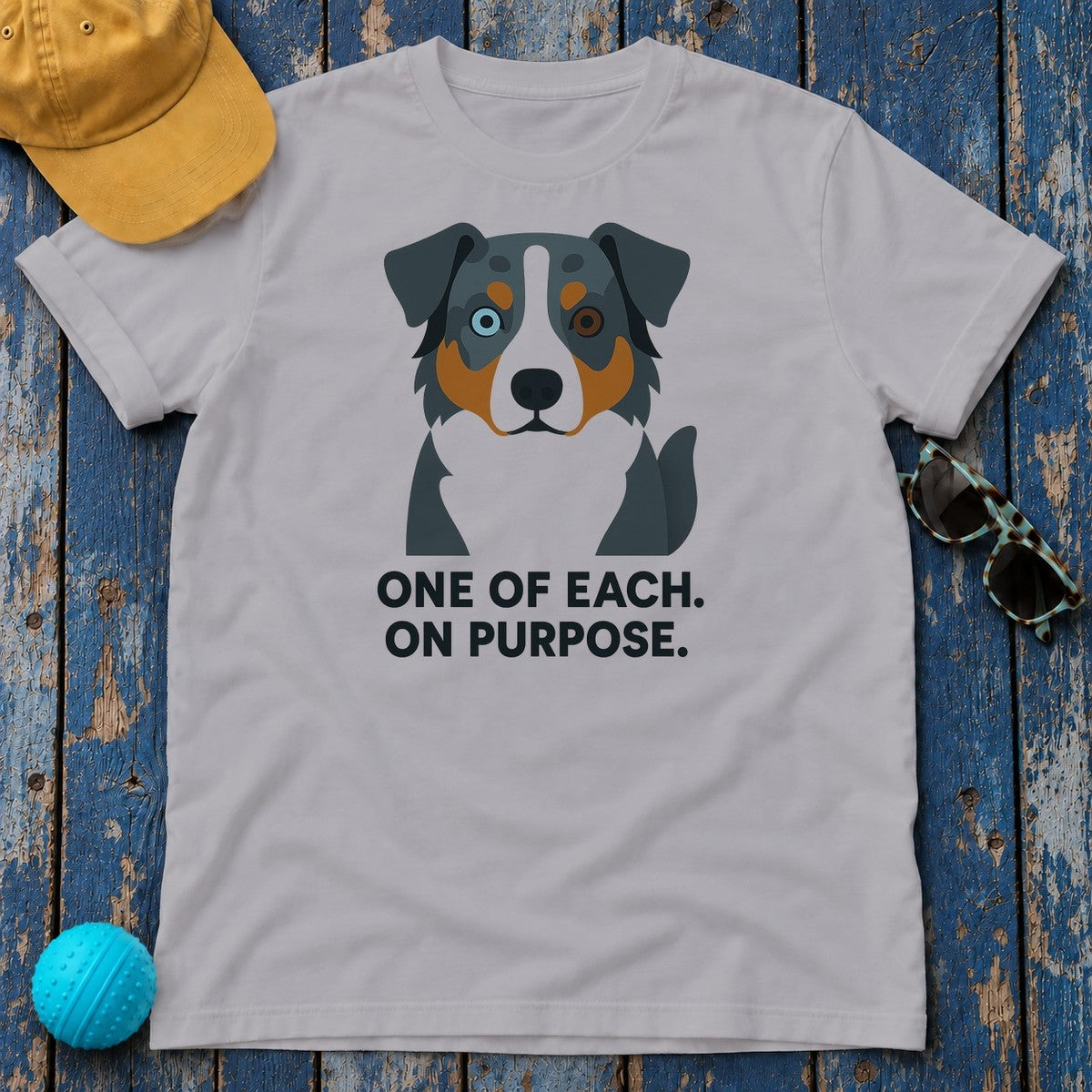 One Of Each On Purpose Australian Shepherd T-Shirt in Athletic Heather
