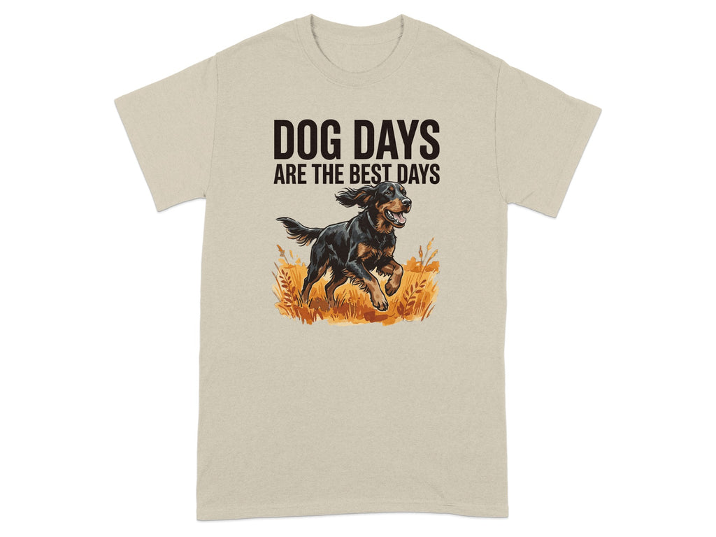 T-shirt with running dog and text "DOG DAYS ARE THE BEST DAYS".