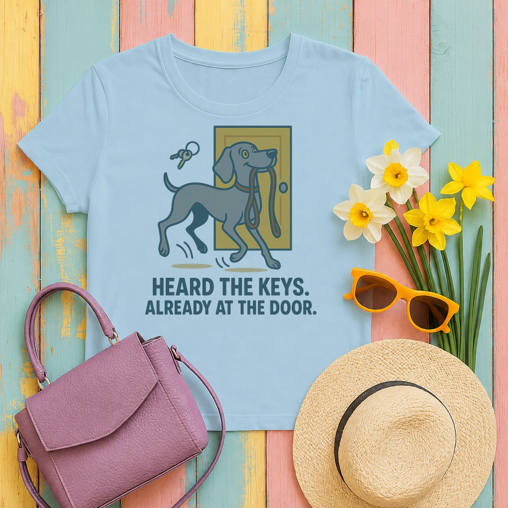 weimaraner keys-bounce tee flat lay hero