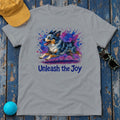 Vibrant Splash Australian Shepherd T-Shirt in Gravel