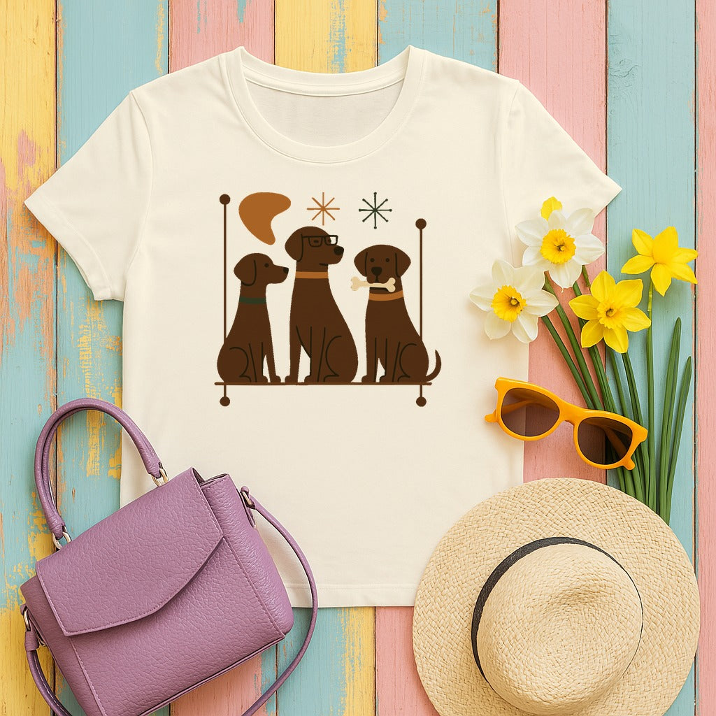 Mid-Century Chocolate Labs T-Shirt in Natural
