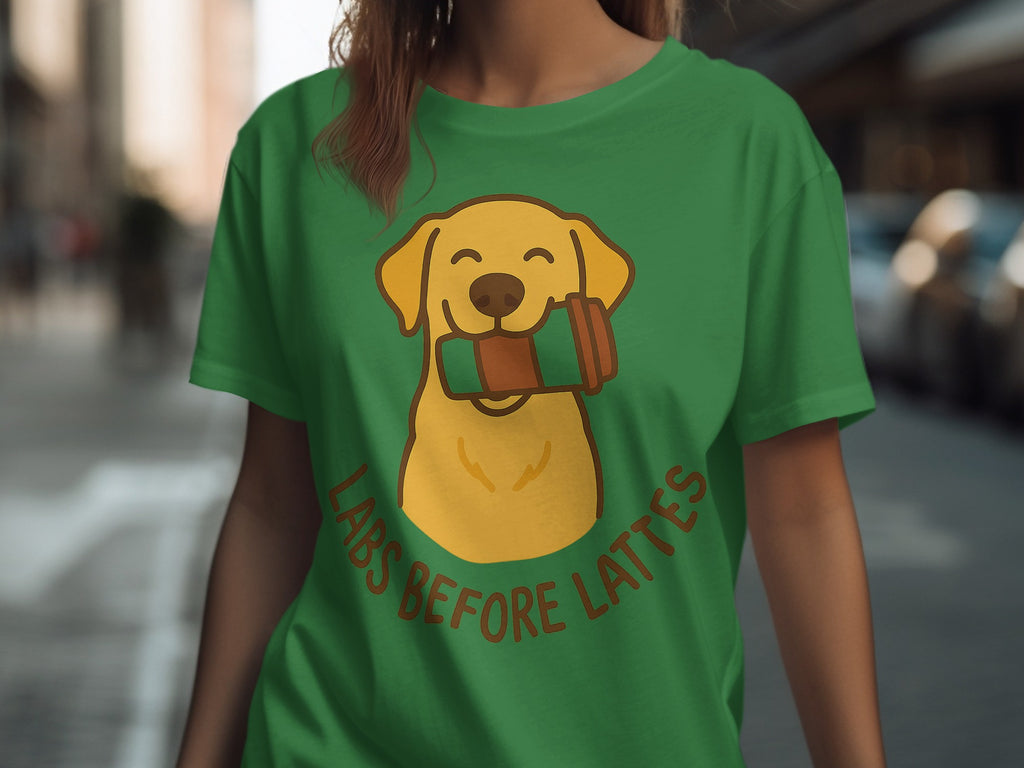 Funny Labs Before Lattes Dog Graphic T-shirt