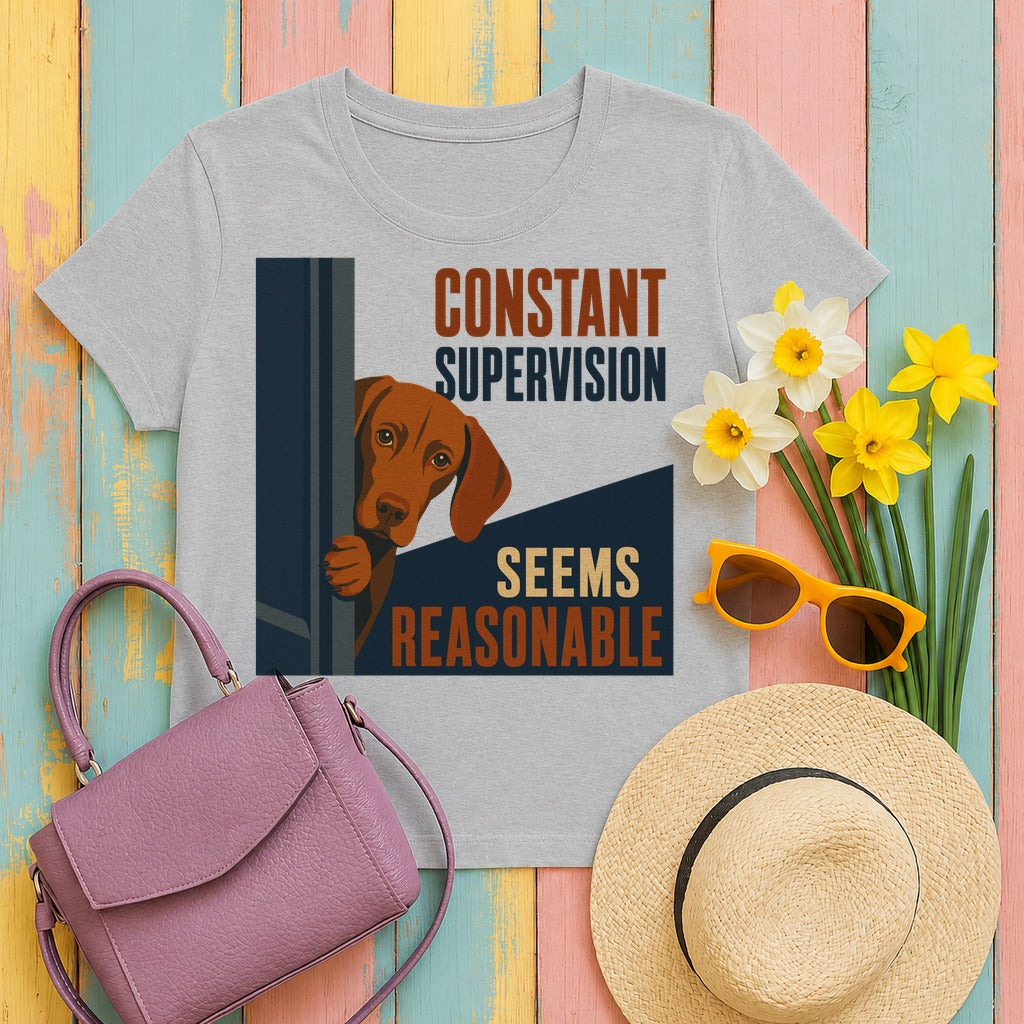 Constant Supervision Vizsla T-Shirt in Sport Grey