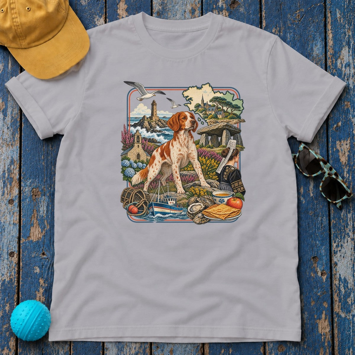 Brittany France Heritage T-Shirt in Athletic Heather