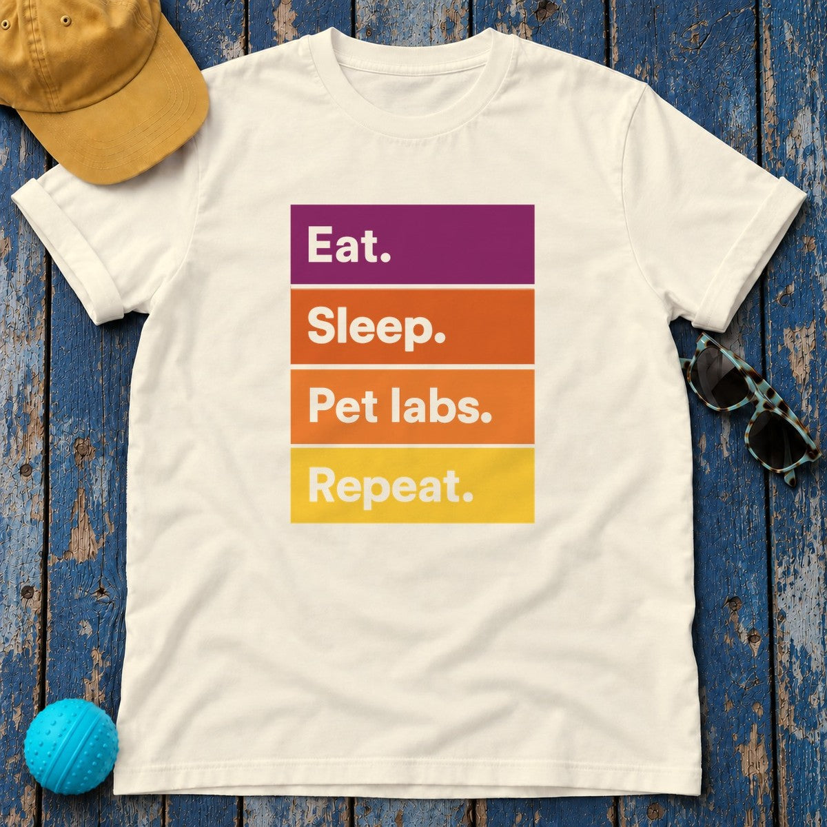 Eat Sleep Pet labs Repeat T-Shirt in Natural