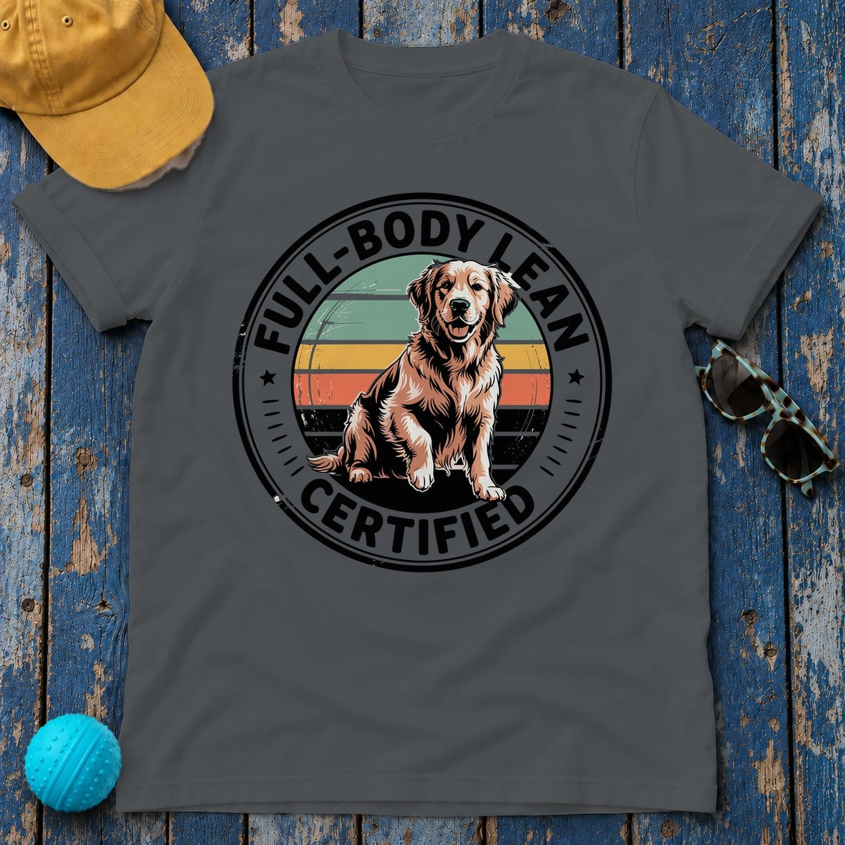 Full Body Lean Certified Golden Retriever T-Shirt in Charcoal