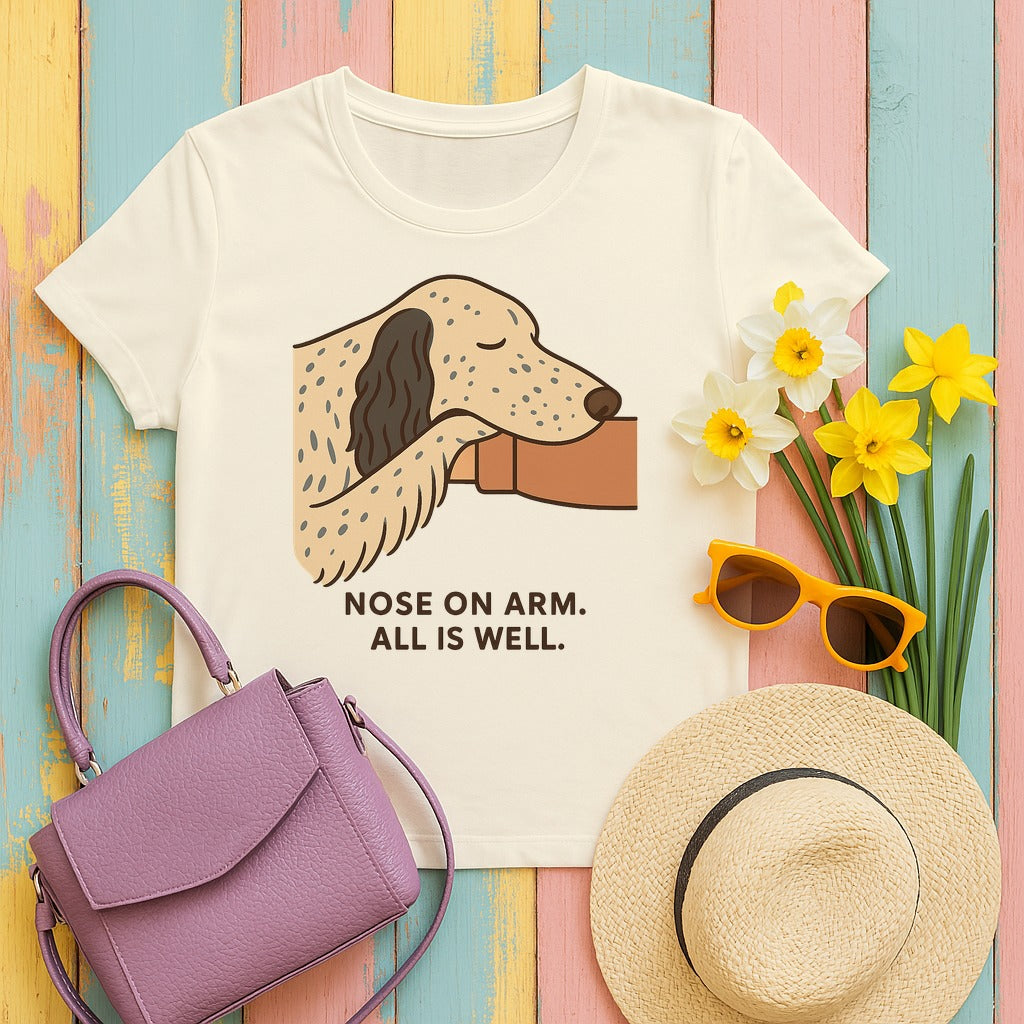 English Setter Nose on Arm Tee in Natural