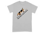 Gray t-shirt with beagle dog illustration and text "Nose Down. Gone Forever."