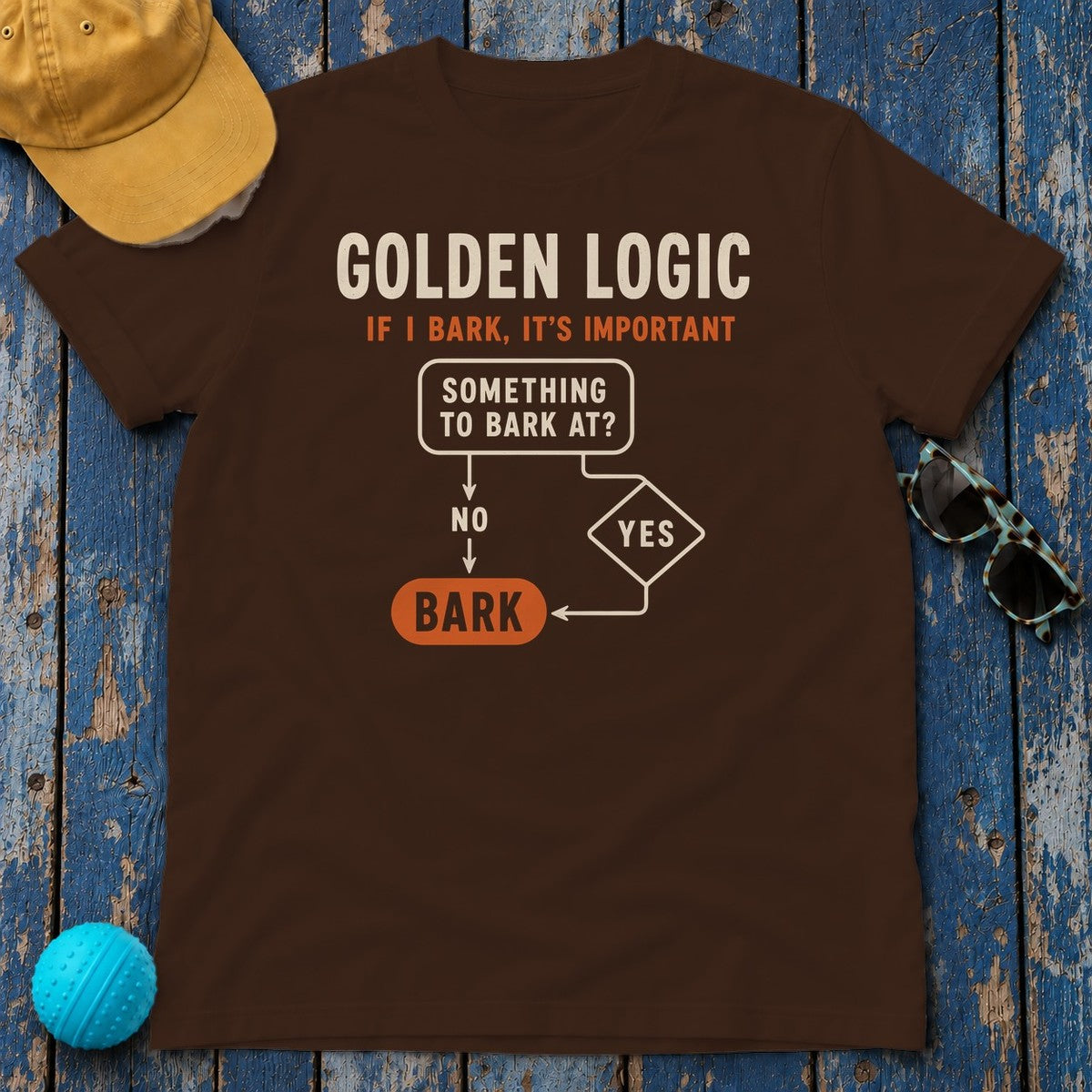 Golden Logic: The Bark Protocol T-shirt in Dark Chocolate