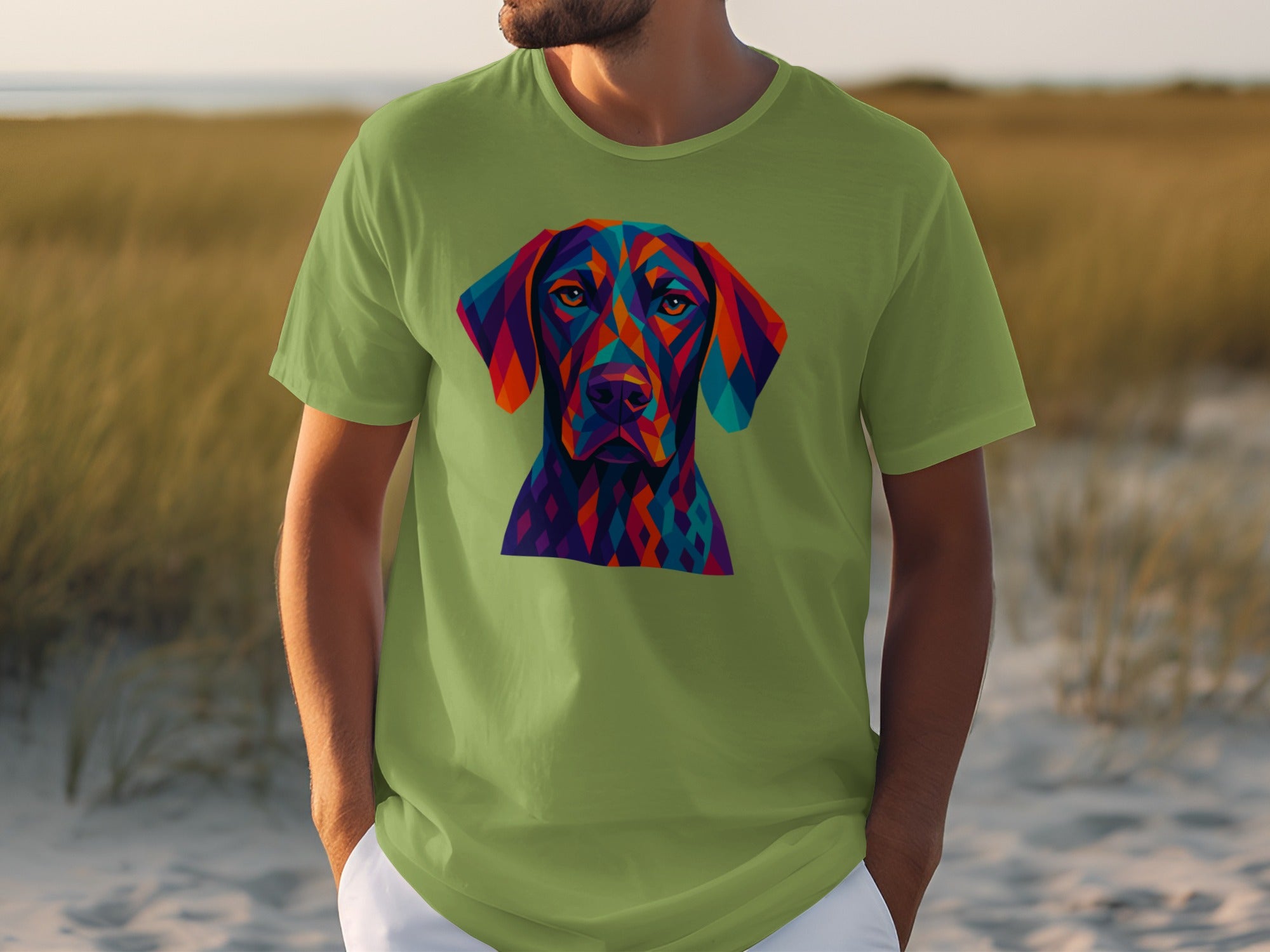 Vibrant Colorful Geometric Dog Art Print T-shirt