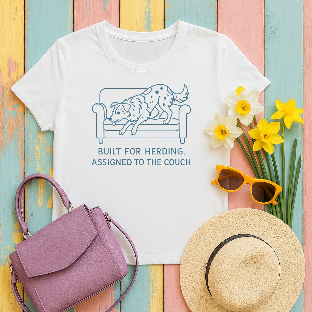 Australian Shepherd Built For Herding Tee in White