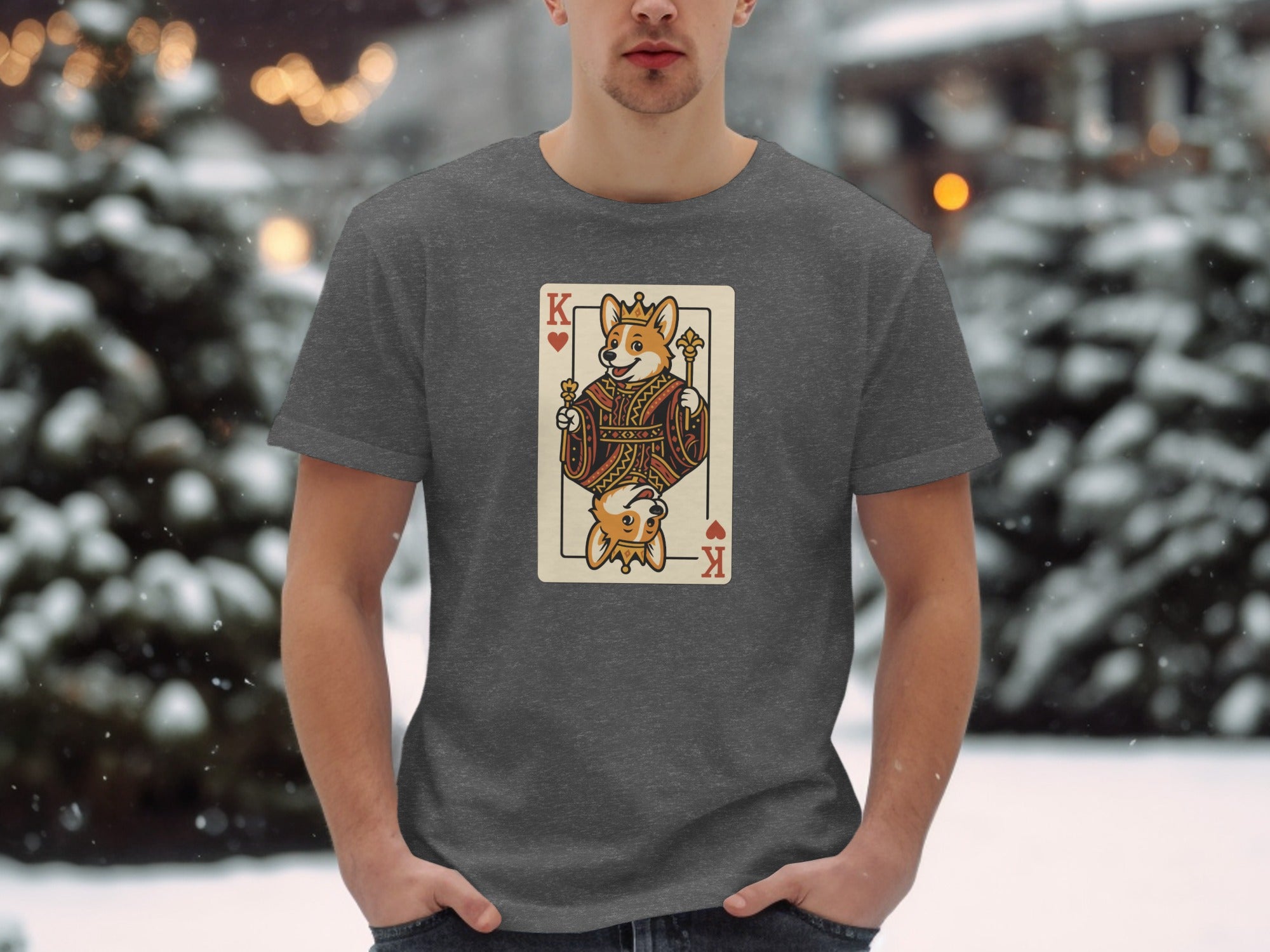 King of Corgis Playing Card Graphic T-Shirt