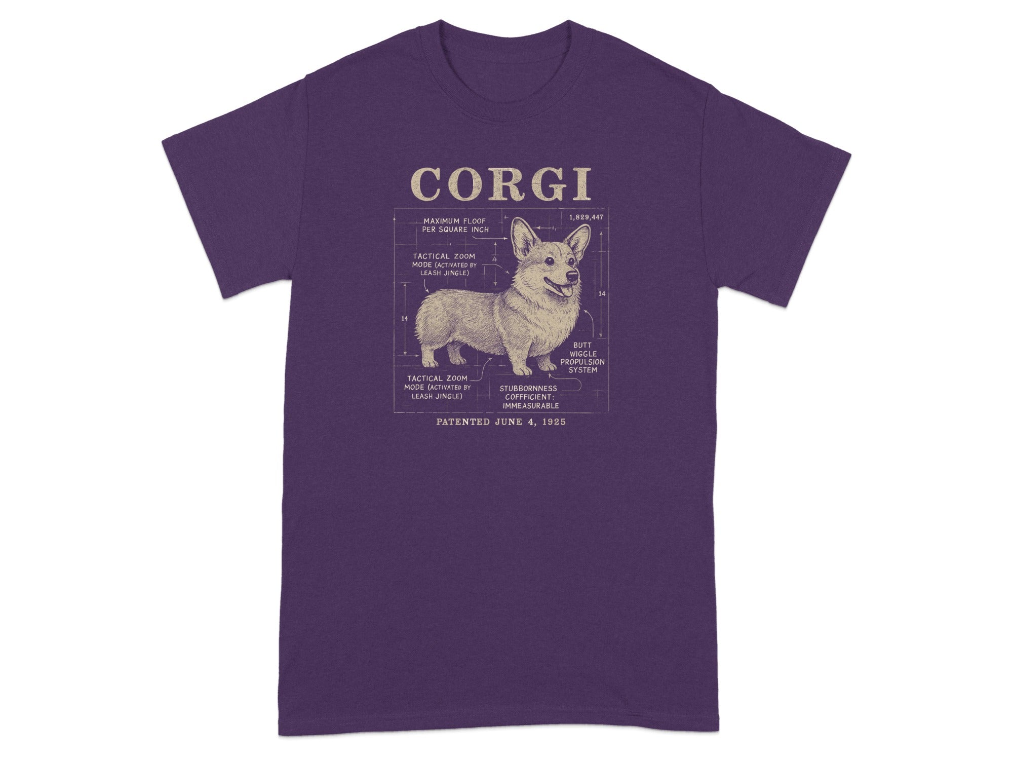 Tactical Corgi Diagram Printed T-shirt