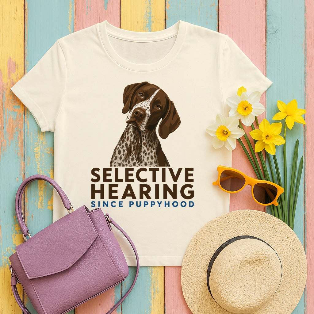 Selective Hearing German Shorthaired Pointer T-Shirt in Natural