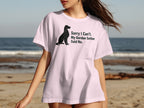 Light pink t-shirt with black Gordon Setter silhouette and text "Sorry I Can't."