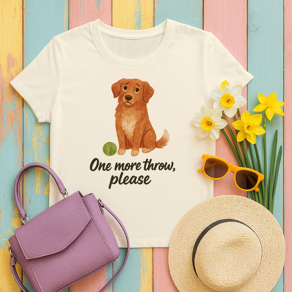 Nova Scotia Duck Tolling Retriever One More Throw Please T-shirt in Natural