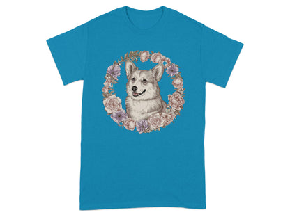 Corgi Dog Portrait with Floral Wreath T-shirt product