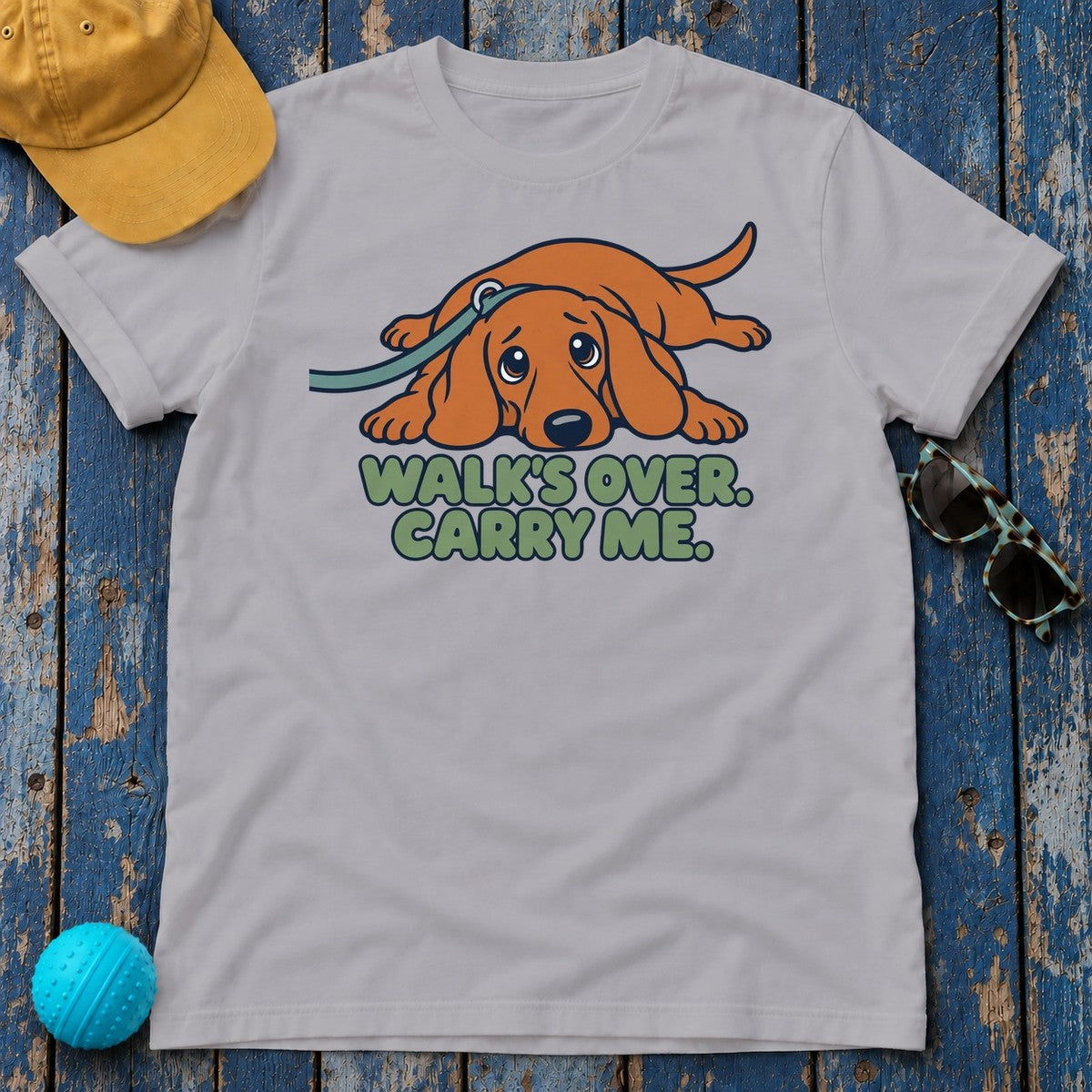 Walk's Over Carry Me Dachshund T-Shirt in Athletic Heather