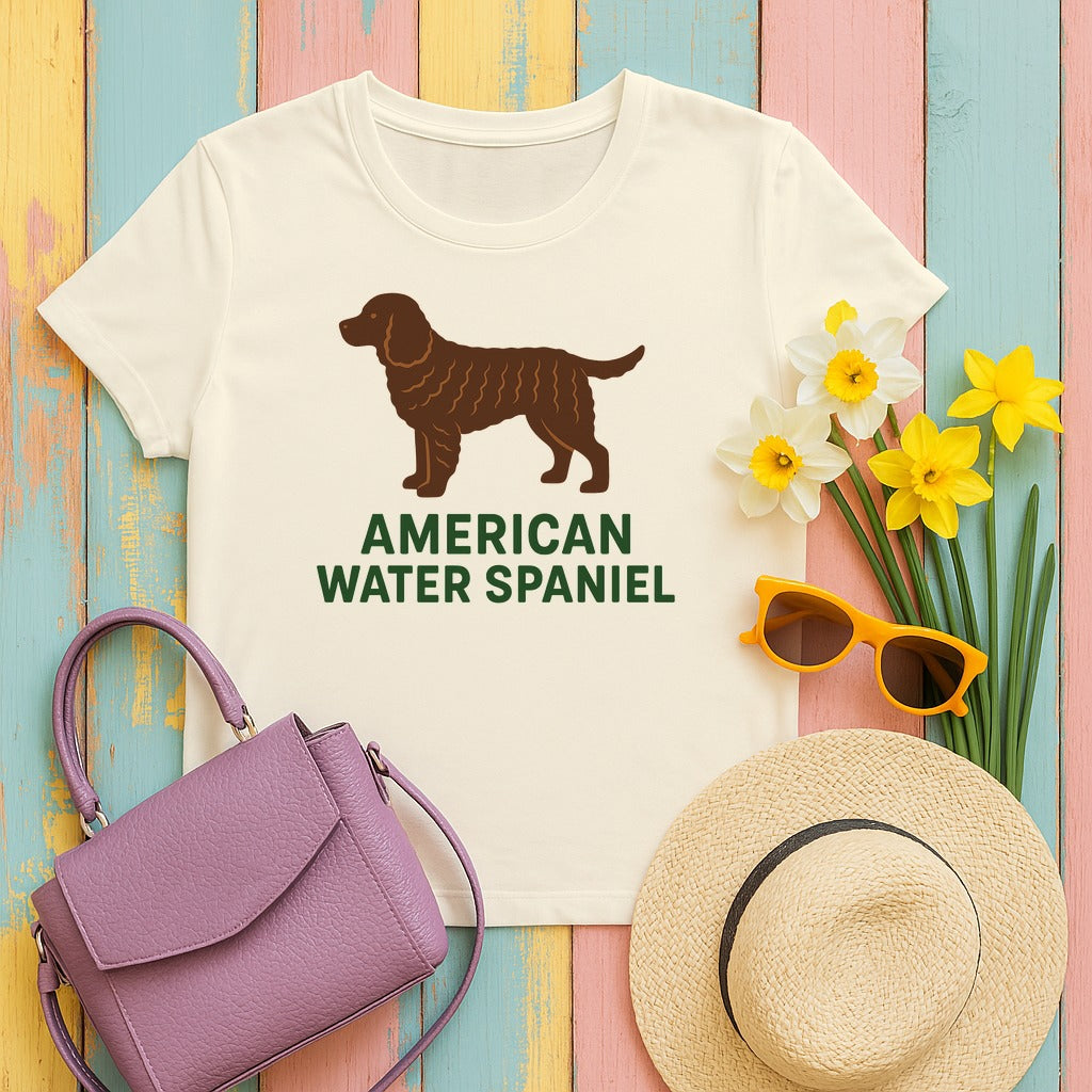 American Water Spaniel Silhouette Tee in Natural
