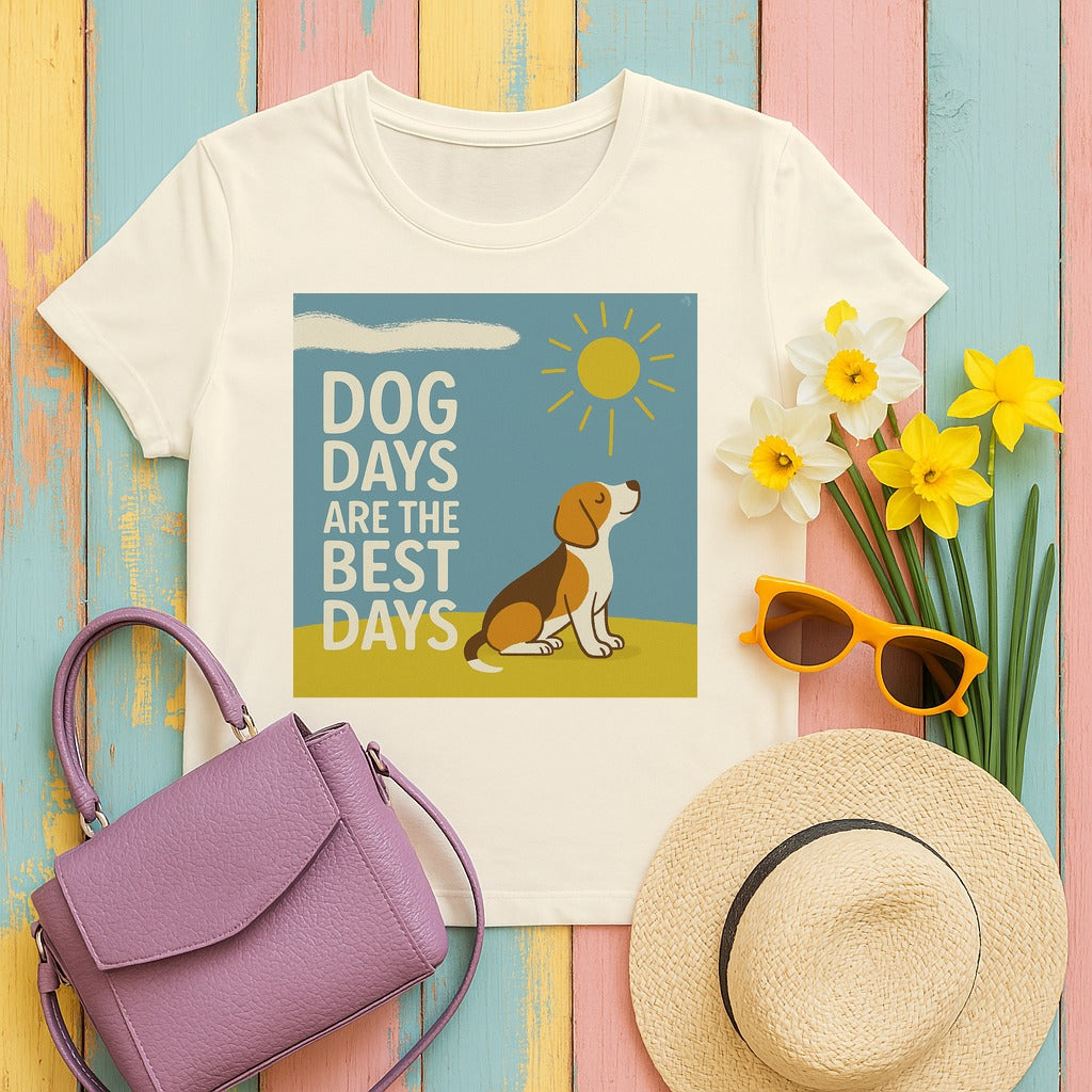 Dog Days Are The Best Days Beagle T-Shirt in Natural