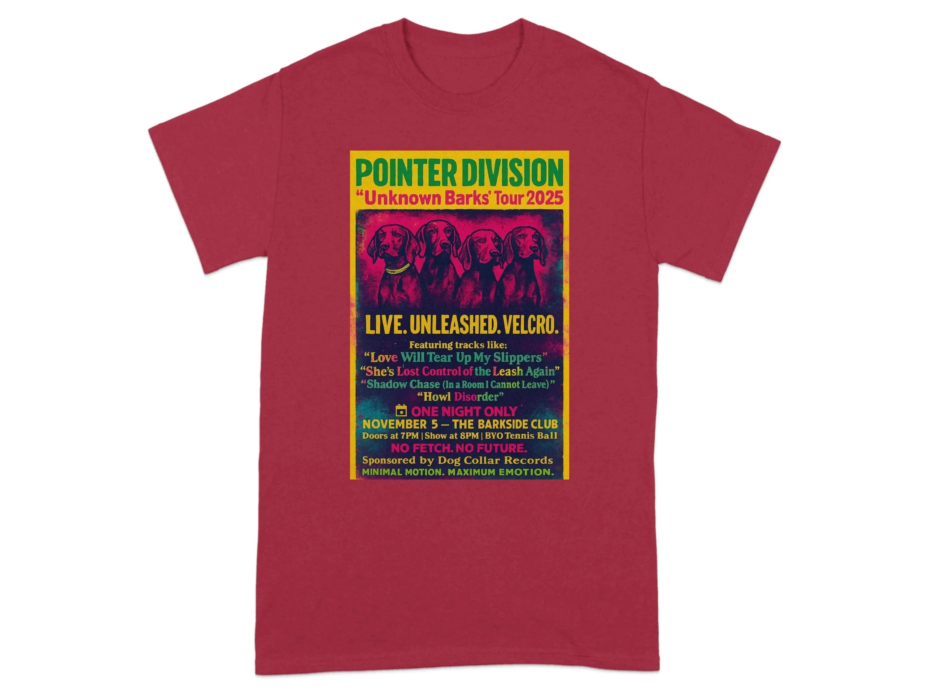 Pointer Division Unknown Barks Tour 2025 Concert T-Shirt Cardinal Red T-shirt