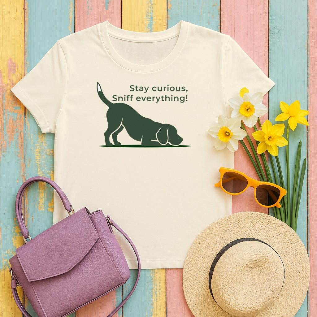 Stay Curious Sniff Everything Beagle T-Shirt in Natural