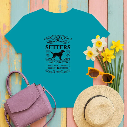 Premium Quality Setters EST 2019 Hand Crafted T-Shirt Tropical Blue Physical Item