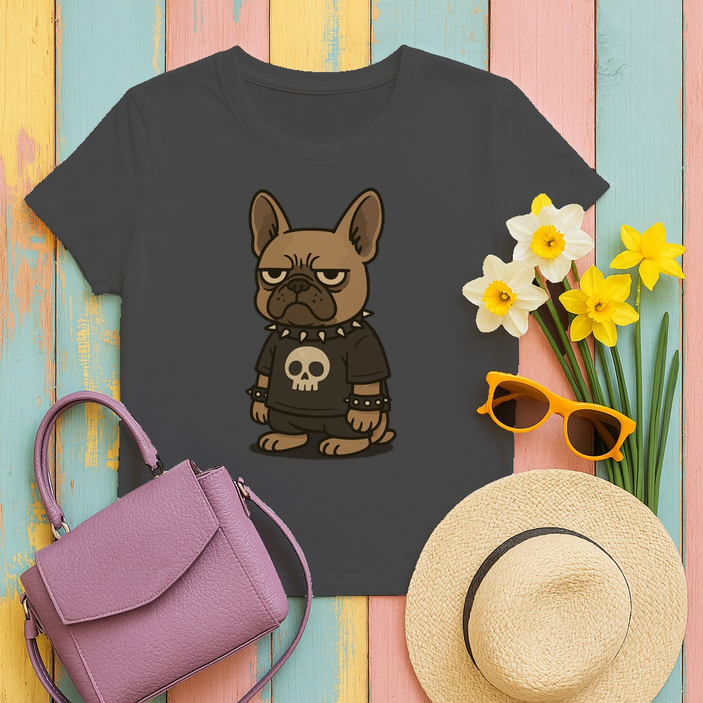Punk Goth French Bulldog T-Shirt Graphic T-Shirt in Dark Heather