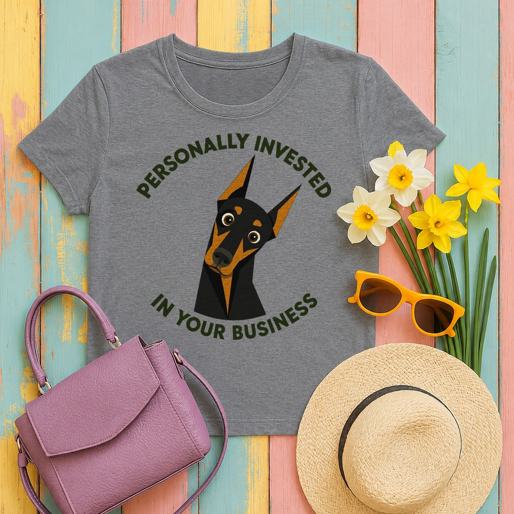 Invested Doberman T-shirt in Graphite Heather