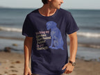 Dark blue t-shirt with dog graphic and text: "Walking my German Shorthaired Pointer is my therapy."