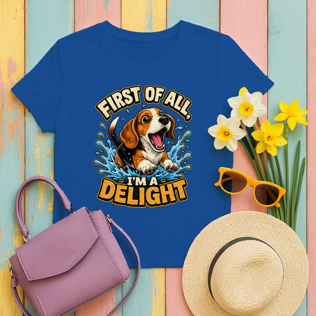 Delightful Beagle Splash T-Shirt in Royal
