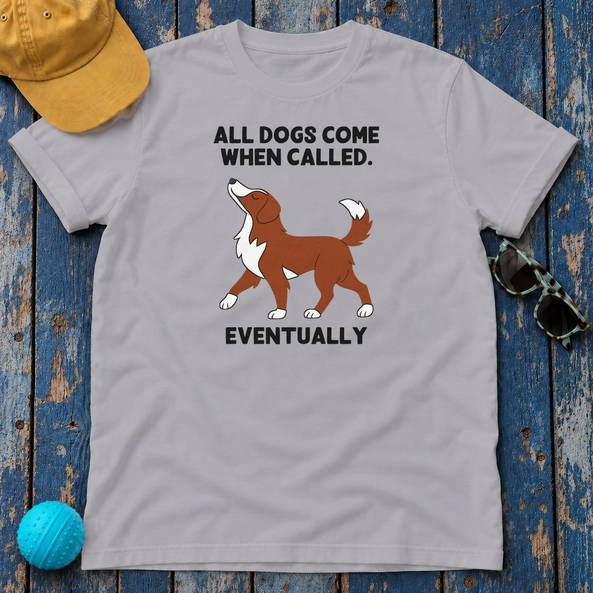 Nova Scotia Duck Tolling Retriever Comes When Called Eventually Tee in Athletic Heather