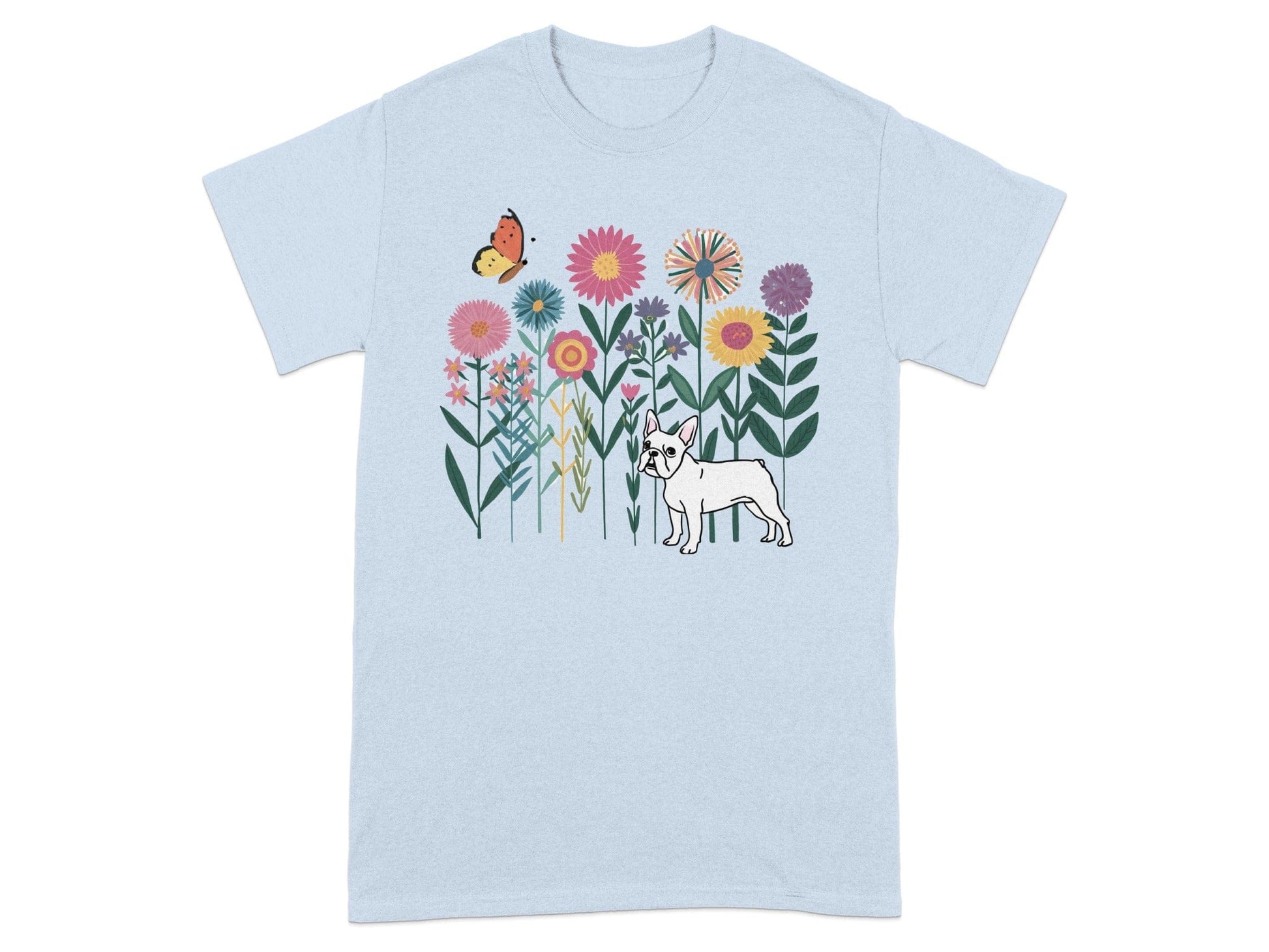 Colorful Floral and Dog Graphic T-Shirt product