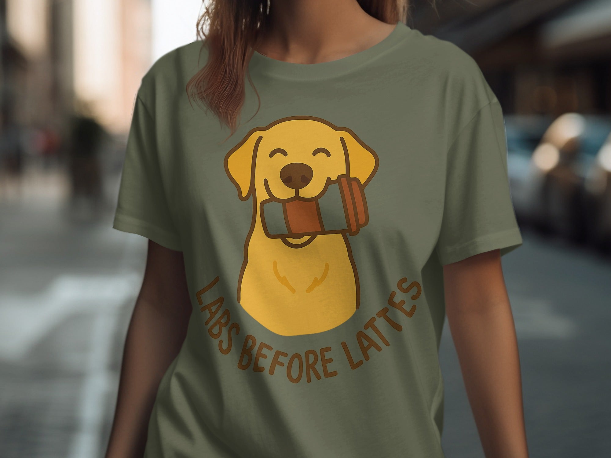 Labs Before Lattes Funny Yellow Dog T-shirt